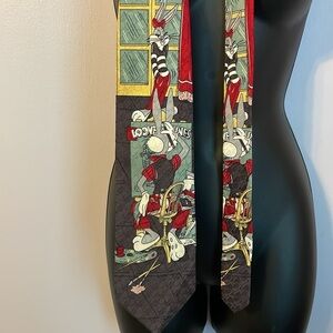 Looney Tunes Vintage 1992 Warmer Bros Bugs Bunny Artist Female Model Bunny Tie
